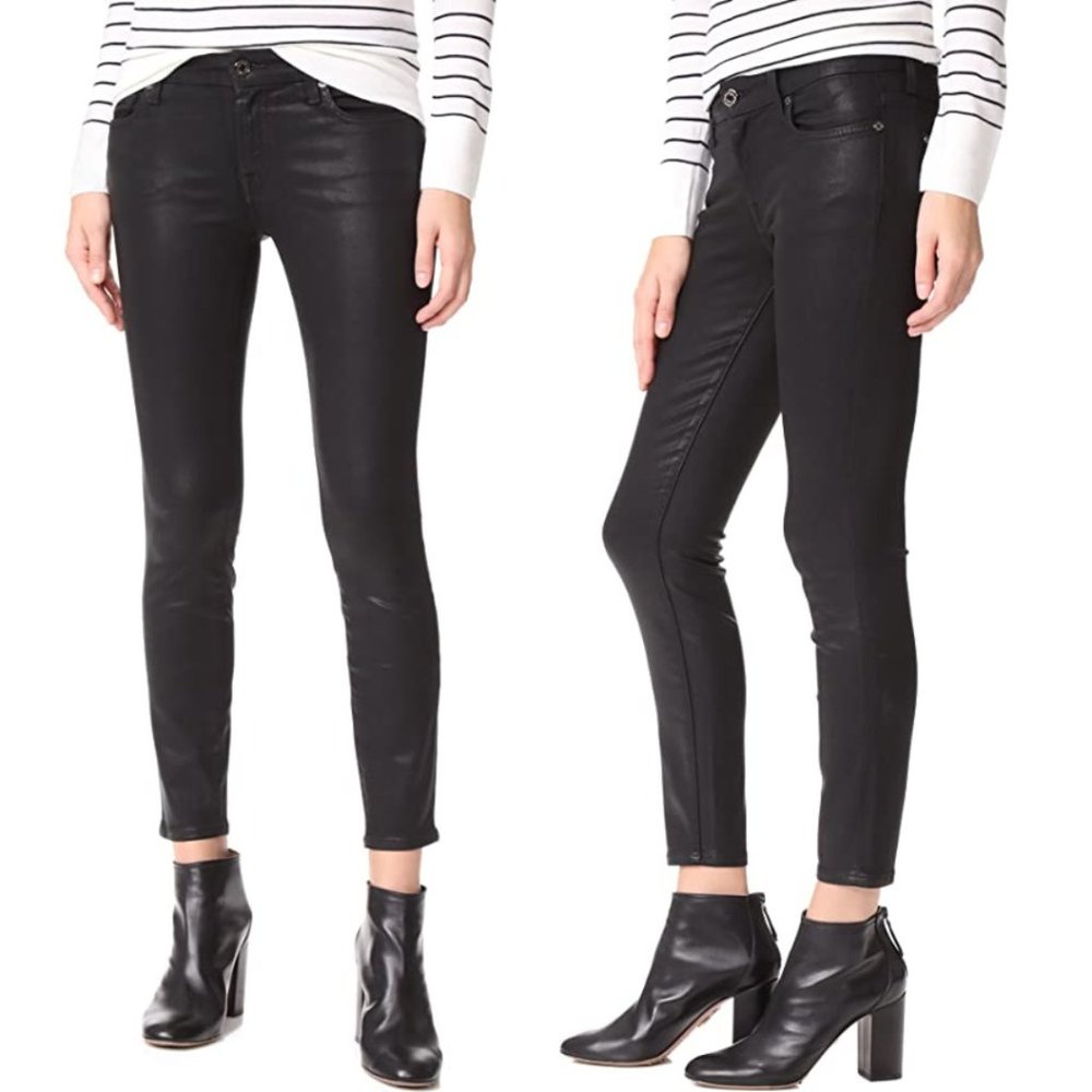 7 For All Mankind - Black Coated Skinny Jeans